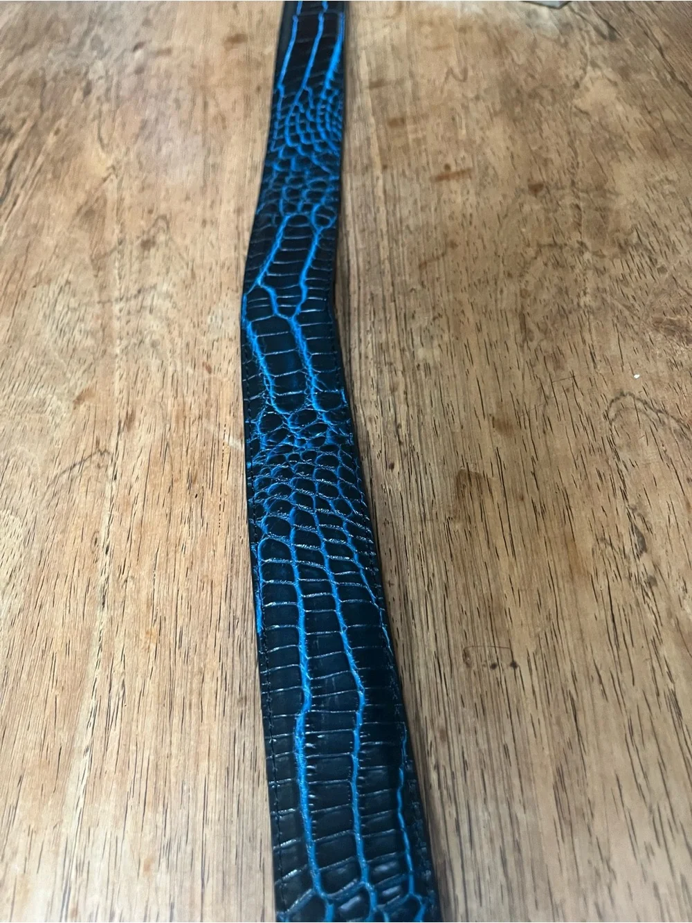 Pat Areias Navy Blue Crocodile Belt Strap